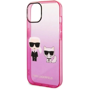 Etui Karl Lagerfeld KLHCP14MTGKCP Apple iPhone 14 Plus / 15 Plus hardcase różowy/pink Gradient Ikonik Karl & Choupette
