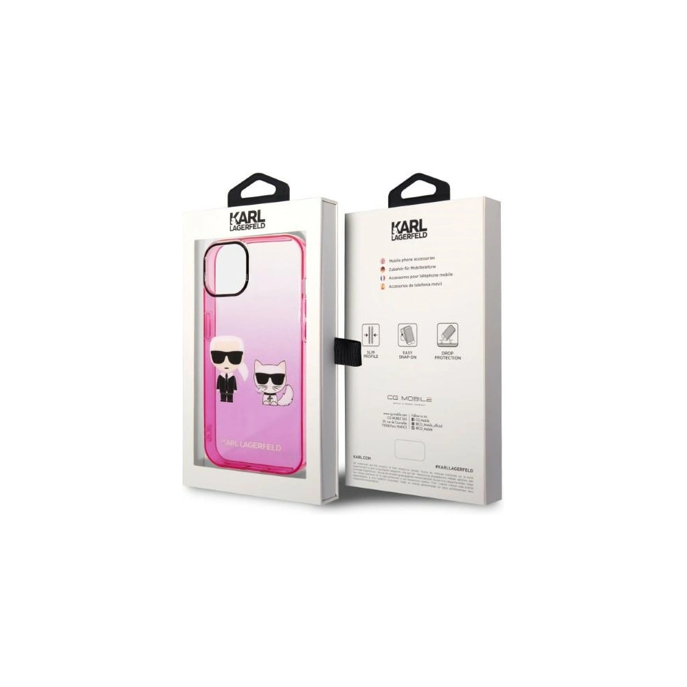 Etui Karl Lagerfeld KLHCP14MTGKCP Apple iPhone 14 Plus / 15 Plus hardcase różowy/pink Gradient Ikonik Karl & Choupette