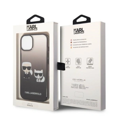 Kup Etui Karl Lagerfeld KLHCP14STGKCK Apple iPhone 14 hardcase negru/black Gradient Ikonik Karl & Choupette - KLD1171 - {ean13} - Sklep Home Screen