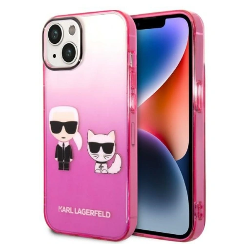 Buy Karl Lagerfeld KLHCP14STGKCP Apple iPhone 14 hardcase pink Gradient Ikonik Karl & Choupette - KLD1172 - {ean13} - Home Screen Store Europe