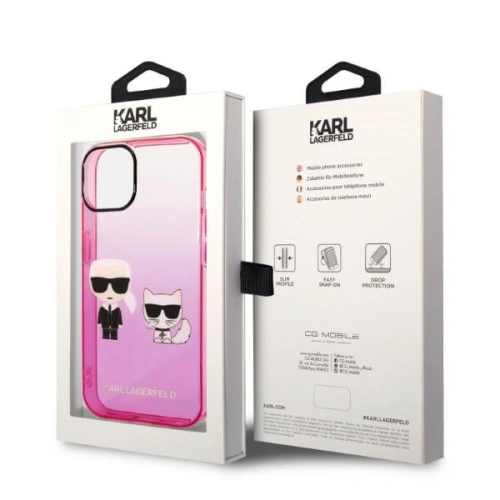 Kup Etui Karl Lagerfeld KLHCP14STGKCP Apple iPhone 14 hardcase różowy/pink Gradient Ikonik Karl & Choupette - KLD1172 - {ean13} - Sklep Home Screen