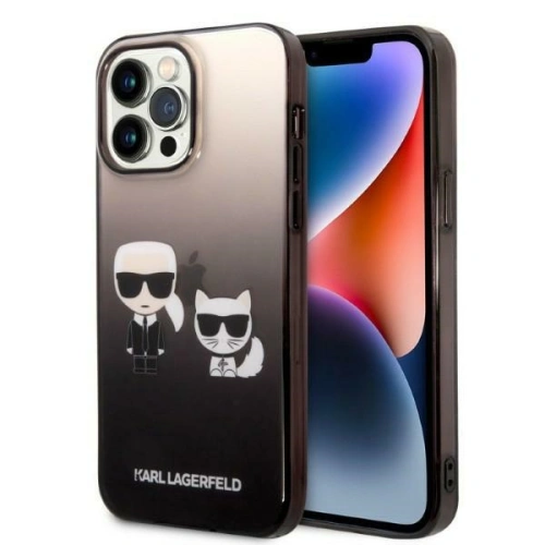 Buy Karl Lagerfeld KLHCP14XTGKCK Apple iPhone 14 Pro Max hardcase black Gradient Ikonik Karl & Choupette - KLD1173 - {ean13} - Home Screen Store Europe
