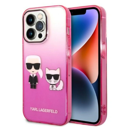 Kup Etui Karl Lagerfeld KLHCP14XTGKCP Apple iPhone 14 Pro Max hardcase różowy/pink Gradient Ikonik Karl & Choupette - KLD1174 - {ean13} - Sklep Home Screen
