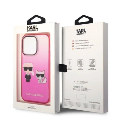 Buy Karl Lagerfeld KLHCP14XTGKCP Apple iPhone 14 Pro Max hardcase pink Gradient Ikonik Karl & Choupette - KLD1174 - {ean13} - Home Screen Store Europe