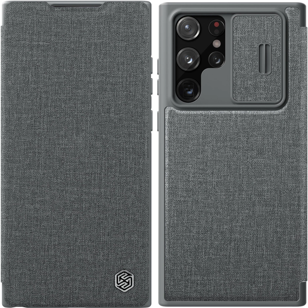 Etui Nillkin Qin Cloth Pro Samsung Galaxy S22 Ultra szary