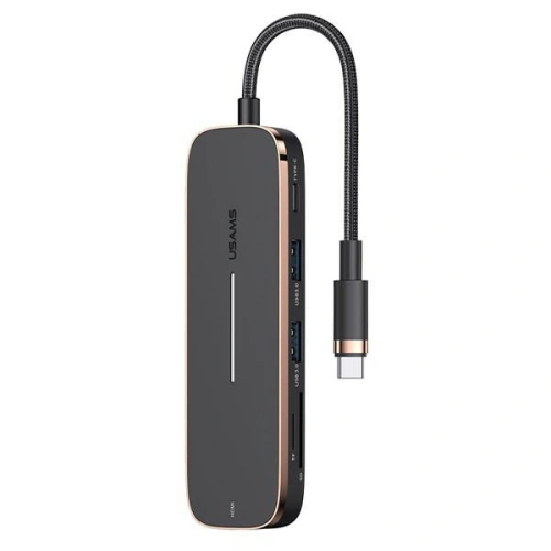 Kup Hub USAMS 2xUSB/USB-C/HDMI/Micro SD+SD fekete SJ575HUB01 - USA790 - {ean13} - Sklep Home Screen