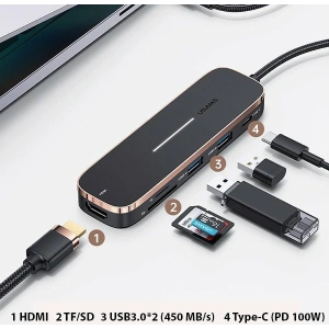 Kup Hub USAMS 2xUSB/USB-C/HDMI/Micro SD+SD schwarz/schwarz SJ575HUB01 - USA790 - {ean13} - Sklep Home Screen