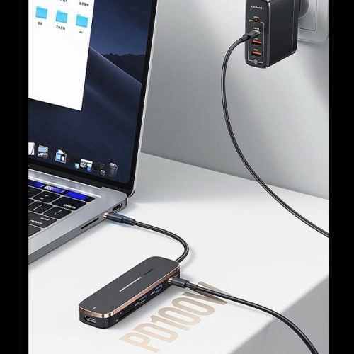 Kup Hub USAMS 2xUSB/USB-C/HDMI/Micro SD+SD negru/SJ575HUB01 - USA790 - {ean13} - Sklep Home Screen