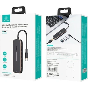 Kup Hub USAMS 2xUSB/USB-C/HDMI/Micro SD+SD schwarz/schwarz SJ575HUB01 - USA790 - {ean13} - Sklep Home Screen