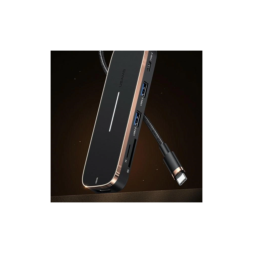 Hub USAMS 3xUSB/USB-C/HDMI czarny/black SJ578HUB01