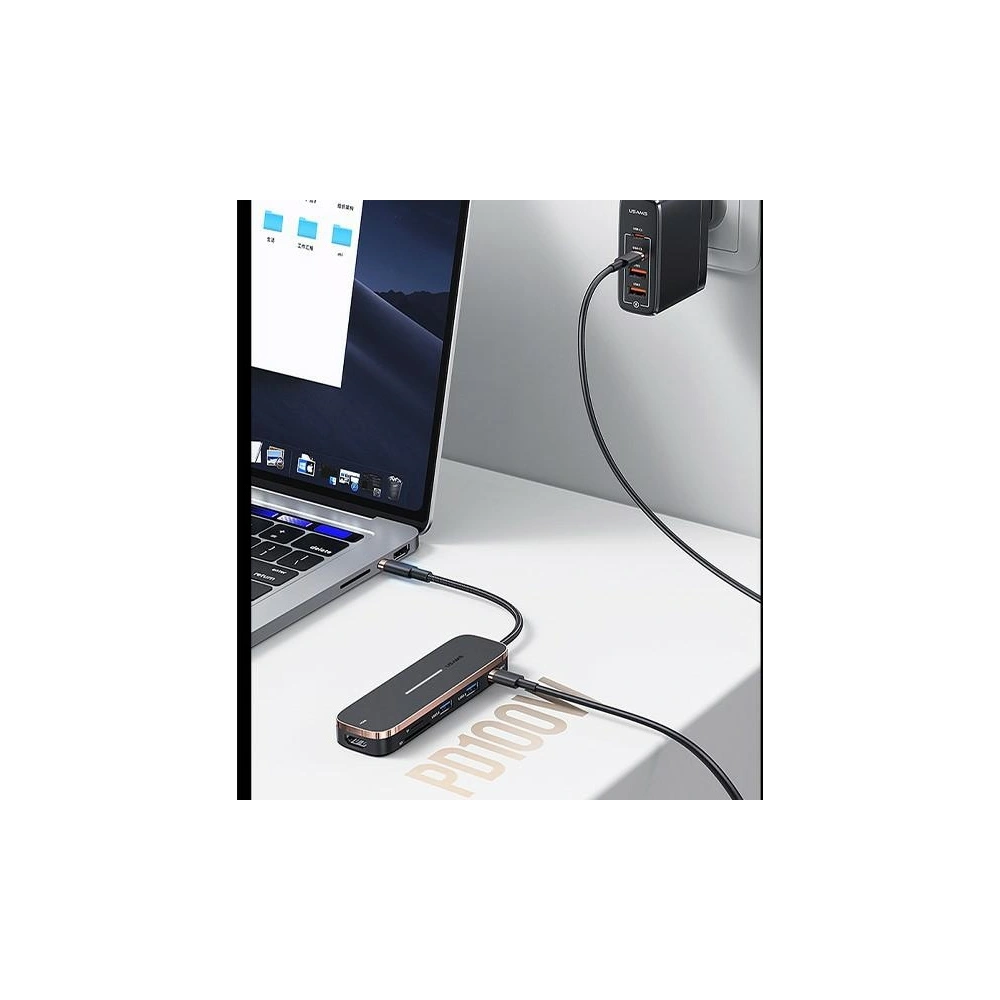 Hub USAMS 3xUSB/USB-C/HDMI czarny/black SJ578HUB01