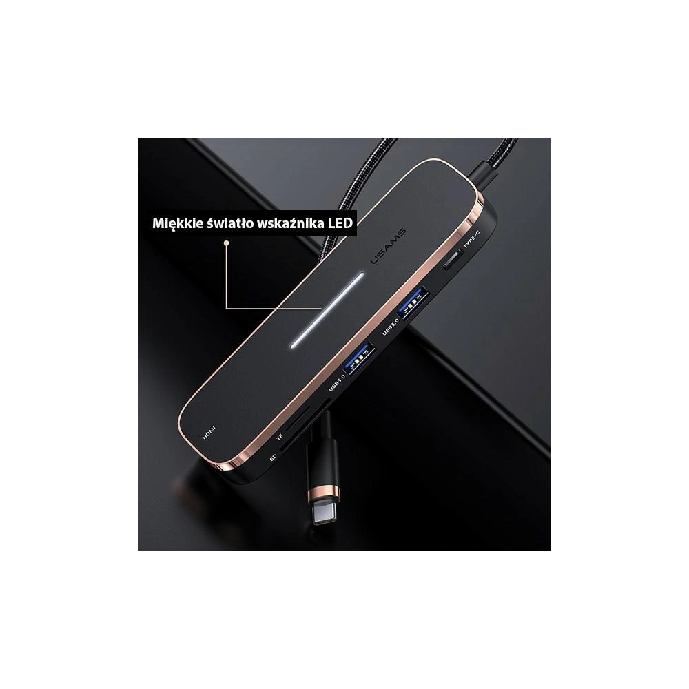 Hub USAMS 3xUSB/USB-C/HDMI czarny/black SJ578HUB01