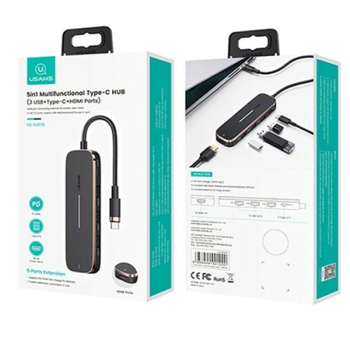 Kup Hub USAMS 3xUSB/USB-C/HDMI černý/black SJ578HUB01 - USA791 - {ean13} - Sklep Home Screen