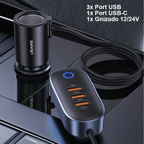 Kup USAMS Autoladegerät 3xUSB/1xUSB-C 156W schwarz/black CC161CC01 - USA794 - {ean13} - Sklep Home Screen