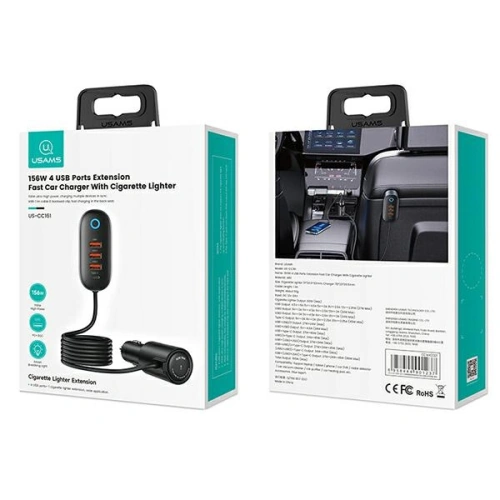 Kup Încărcător auto USAMS 3xUSB/1xUSB-C 156W negru/black CC161CC01 - USA794 - {ean13} - Sklep Home Screen