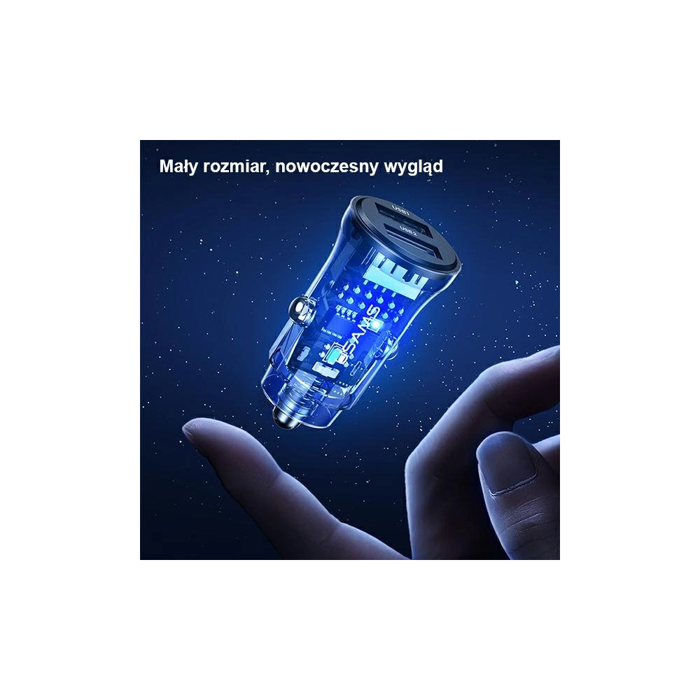 Ładowarka samochodowa USAMS C31 3A 2xUSB-A Fast Charge czarny/black CC162CC01