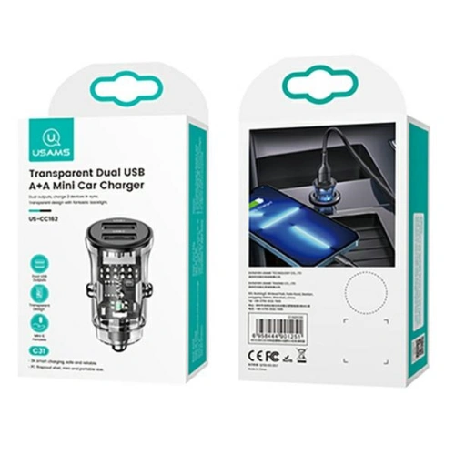 Kup Ładowarka samochodowa USAMS C31 3A 2xUSB-A Fast Charge czarny/black CC162CC01 - USA795 - {ean13} - Sklep Home Screen