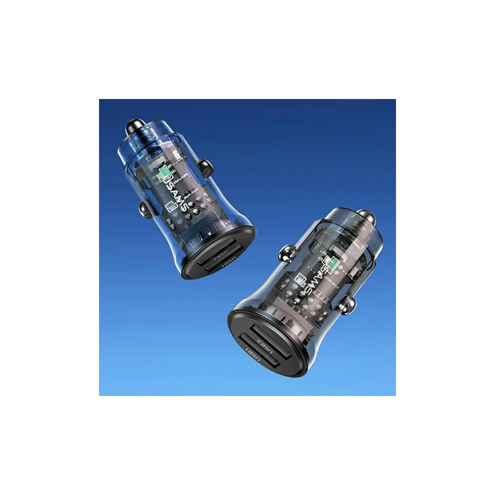 Ładowarka samochodowa USAMS C31 3A 2xUSB-A Fast Charge niebieski/blue CC162CC02