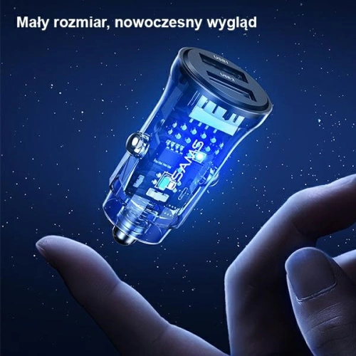 Kup Încărcător auto USAMS C31 3A 2xUSB-A Încărcare rapidă albastru/blue CC162CC02 - USA796 - {ean13} - Sklep Home Screen