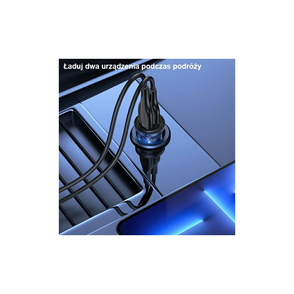 Ładowarka samochodowa USAMS C31 3A 2xUSB-A Fast Charge niebieski/blue CC162CC02