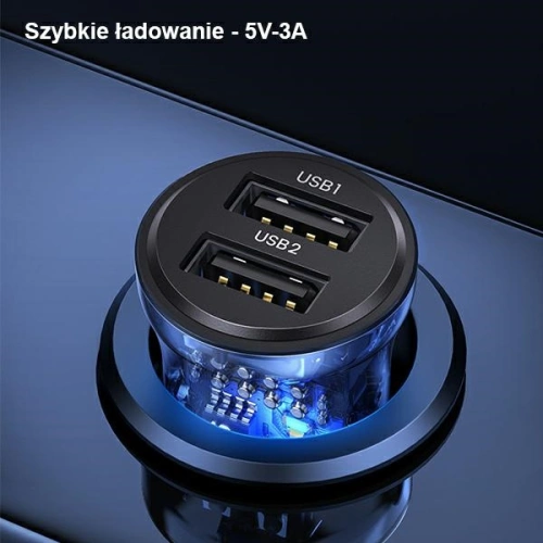 Kup Încărcător auto USAMS C31 3A 2xUSB-A Încărcare rapidă albastru/blue CC162CC02 - USA796 - {ean13} - Sklep Home Screen