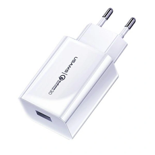 Kup USAMS T22 Netzladegerät 1xUSB 18W 3A QC3.0 + 1m USB-C Kabel weiß/white T48OCLN01 - USA797 - {ean13} - Sklep Home Screen