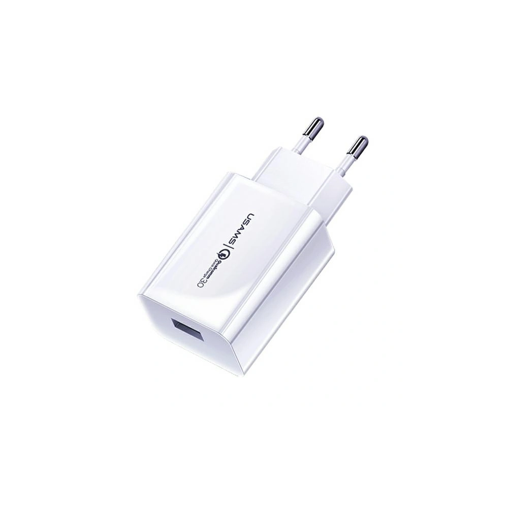 Ładowarka sieciowa USAMS T22 1xUSB 18W 3A QC3.0 + kabel USB-C 1m biały/white T48OCLN01