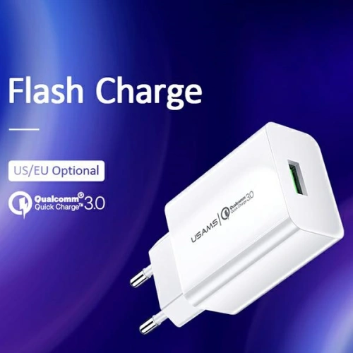 Kup USAMS T22 Netzladegerät 1xUSB 18W 3A QC3.0 + 1m USB-C Kabel weiß/white T48OCLN01 - USA797 - {ean13} - Sklep Home Screen