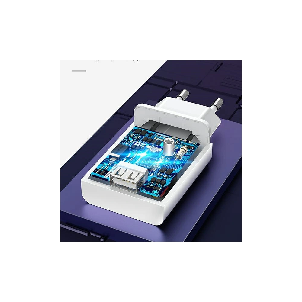 Ładowarka sieciowa USAMS T22 1xUSB 18W 3A QC3.0 + kabel USB-C 1m biały/white T48OCLN01