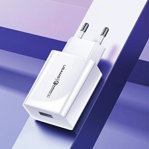 Kup USAMS T22 Netzladegerät 1xUSB 18W 3A QC3.0 + 1m USB-C Kabel weiß/white T48OCLN01 - USA797 - {ean13} - Sklep Home Screen