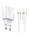 USAMS T34 Netzladegerät 1xUSB-C 20W 5V-3A PD3.0 + Kabel U63 USB-C/Lightning 20W weiß/white T49OCLN01