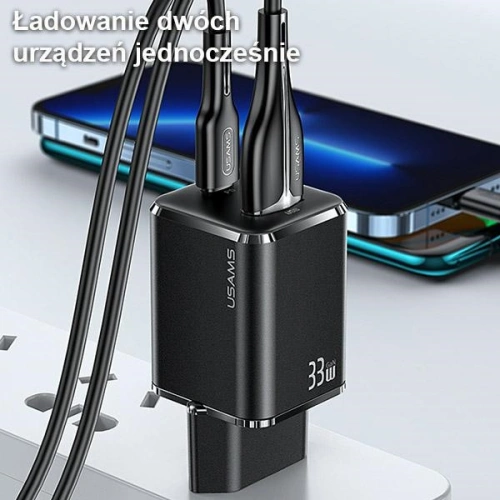 Kup Încărcător de rețea USAMS T43 1xUSB-C/1xUSB 33W PD 3.0 + QC 3.0 + cablu U63 USB-C/Lightning alb/white USKTZ02 - USA799 - {ean13} - Sklep Home Screen
