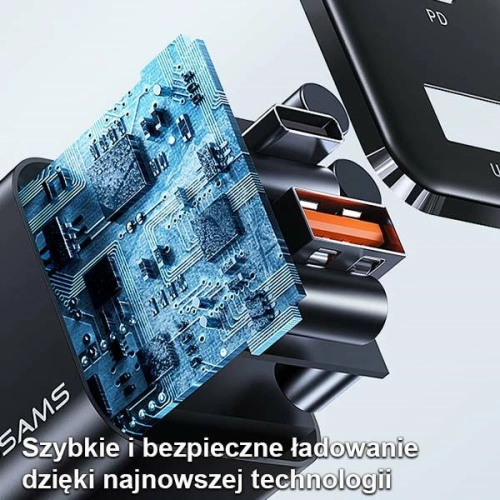 Kup Încărcător de rețea USAMS T43 1xUSB-C/1xUSB 33W PD 3.0 + QC 3.0 + cablu U63 USB-C/Lightning alb/white USKTZ02 - USA799 - {ean13} - Sklep Home Screen