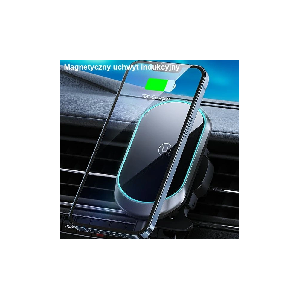 Magnetyczny uchwyt USAMS Wireless Charging 15W Air Vent czarny/black CD182ZJ01