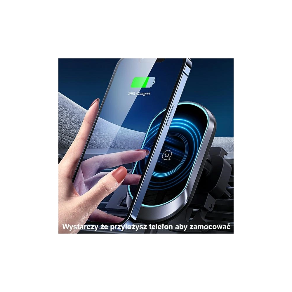 Magnetyczny uchwyt USAMS Wireless Charging 15W Air Vent czarny/black CD182ZJ01
