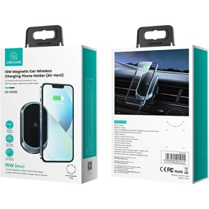 Kup Magnetyczny uchwyt USAMS Wireless Charging 15W Air Vent czarny/black CD182ZJ01 - USA801 - {ean13} - Sklep Home Screen