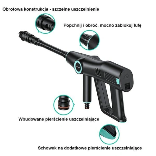 Kup Aparat de spălat cu presiune USAMS 5000 mAh + furtun de grădină 5m negru/black US-ZB252 - USA802 - {ean13} - Sklep Home Screen