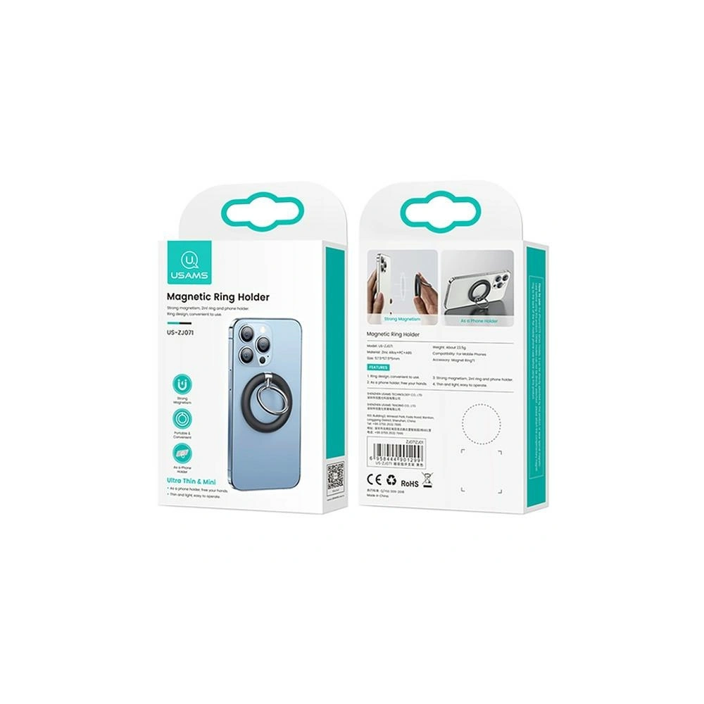 Uchwyt na palec USAMS Ring holder magnetic czarny/black US-ZJ071