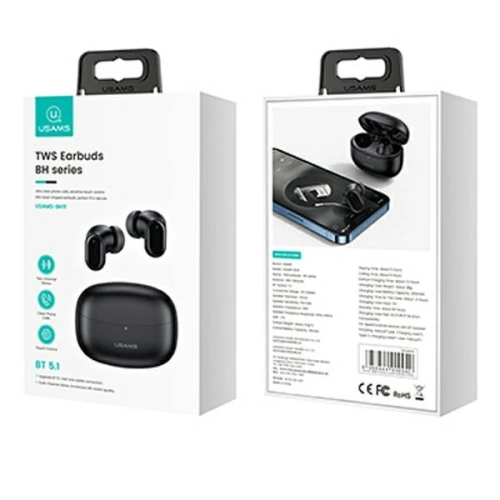 Kup Sluchátka TWS USAMS BH série Bluetooth 5.1 černá/black BHUBH01 - USA805 - {ean13} - Sklep Home Screen