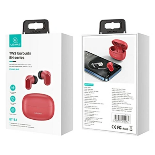 Kup Căști TWS USAMS BH series Bluetooth 5.1 roșu/red BHUBH03 - USA806 - {ean13} - Sklep Home Screen