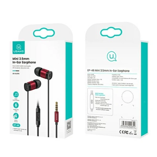 Buy USAMS EP-46 Earphones red 1,2m HSEP4602 - USA808 - {ean13} - Home Screen Store Europe