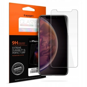 Szkło iPhone 11/iPhone XR - Spigen GLAS.tR Slim Case Friendly  - Home Screen