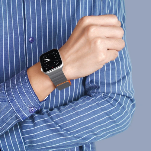 Kup Pasek Dux Ducis Magnetic Strap Apple Watch 4/5/6/7/8/9/SE/10 40/41/42mm gri-portocalie (Versiunea cu lanț) - DDS789 - {ean13} - Sklep Home Screen
