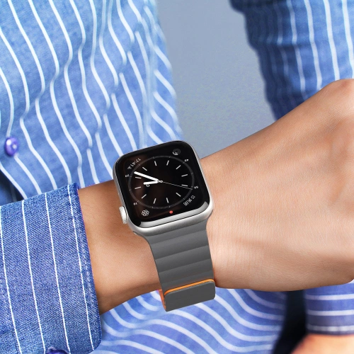 Kup Pasek Dux Ducis Magnetic Strap Apple Watch 4/5/6/7/8/9/SE/10 40/41/42mm gri-portocalie (Versiunea cu lanț) - DDS789 - {ean13} - Sklep Home Screen
