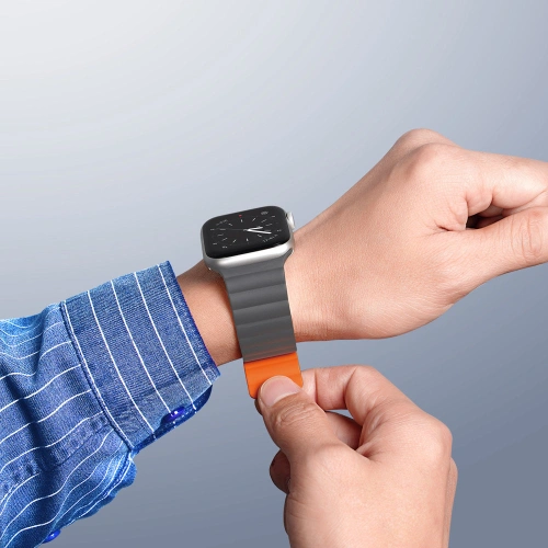 Kup Pasek Dux Ducis Magnetic Strap Apple Watch 4/5/6/7/8/9/SE/10 40/41/42mm gri-portocalie (Versiunea cu lanț) - DDS789 - {ean13} - Sklep Home Screen