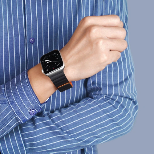 Kup Pasek Dux Ducis Magnetic Strap Apple Watch 4/5/6/7/SE/8/9/Ultra 44/45/49mm černo-oranžový (Chain Version) - DDS793 - {ean13} - Sklep Home Screen