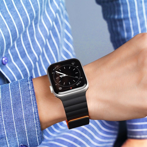Kup Pasek Dux Ducis Magnetic Strap Apple Watch 4/5/6/7/SE/8/9/Ultra 44/45/49mm černo-oranžový (Chain Version) - DDS793 - {ean13} - Sklep Home Screen
