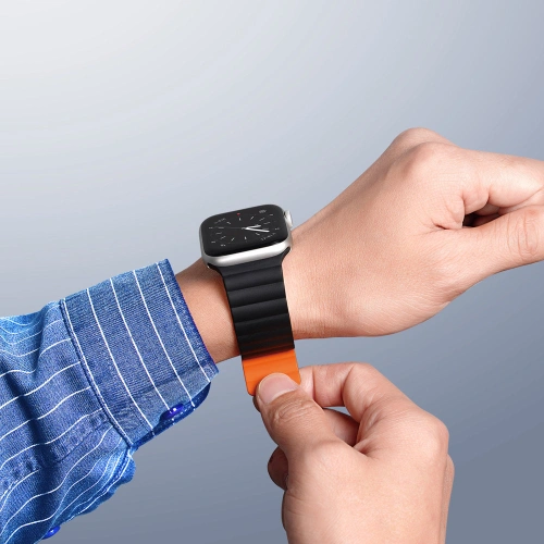 Kup Pasek Dux Ducis Magnetic Strap Apple Watch 4/5/6/7/SE/8/9/Ultra 44/45/49mm černo-oranžový (Chain Version) - DDS793 - {ean13} - Sklep Home Screen