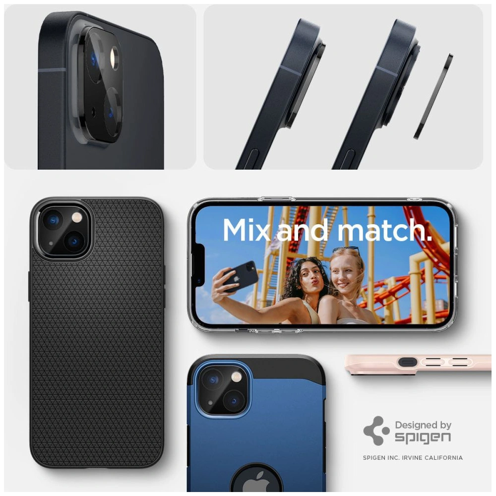 Szkło hartowane na aparat Spigen Optik.tr Camera Protector Apple iPhone 14/14 Plus Black [2 PACK]