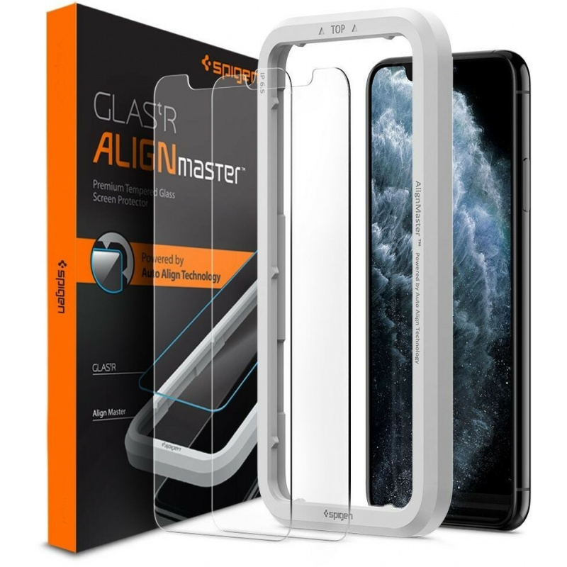 Szkło hartowane Spigen GLAS.tR Slim AlignMaster Apple iPhone 11 Case Friendly 2 Pack